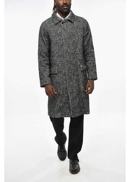 Paltoane Tagliatore Half-Lined Melange Fabric Coat With Flap Pockets Black Barbati (BM 19329242) 4