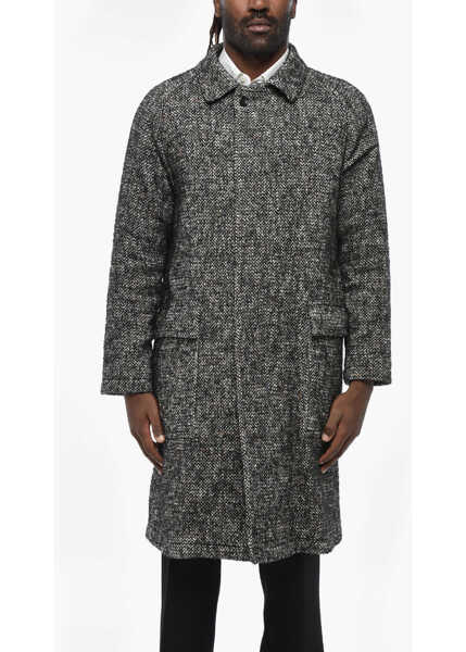 Paltoane Tagliatore Half-Lined Melange Fabric Coat With Flap Pockets Black Barbati (BM 19329242) 1