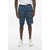 Marni Single-Pleated Poplin Cotton Shorts With All-Over Logo Blue