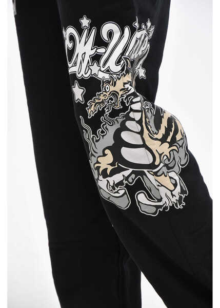 Pantaloni de trening Off-White Brushed Cotton Dragon Sweatpants With Print Black Barbati (BM 19329356) 3