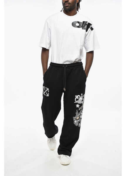 Pantaloni de trening Off-White Brushed Cotton Dragon Sweatpants With Print Black Barbati (BM 19329356) 4