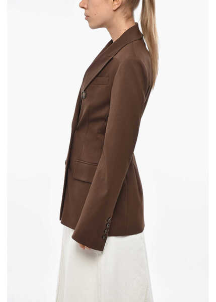 Sacouri THE ANDAMANE Double-Breasted Shannon Wool Blend Blazer Brown Femei (BM 19329362) 2