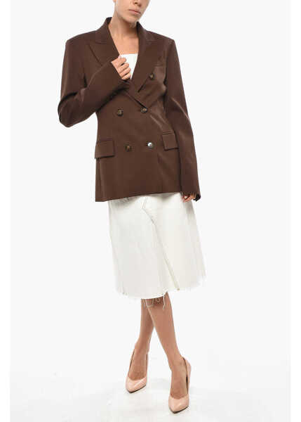 Sacouri THE ANDAMANE Double-Breasted Shannon Wool Blend Blazer Brown Femei (BM 19329362) 4