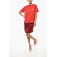 Tricouri MSGM Dama - Tricouri MSGM Cotton Crew-Neck T-Shirt With Embossed Logo Red Femei (BM 19329368) - B-mall.ro