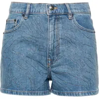 Pantaloni scurti Mid Washed Denim Shorts With Rhinestones Femei