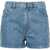 ROTATE Birger Christensen Mid Washed Denim Shorts With Rhinestones Light Blue