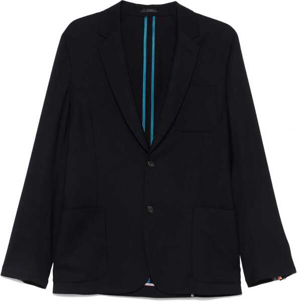 Sacouri Paul Smith Wool Side Vents Notch Lapel 2-Button Blazer Blue Barbati (BM 19329386) 1