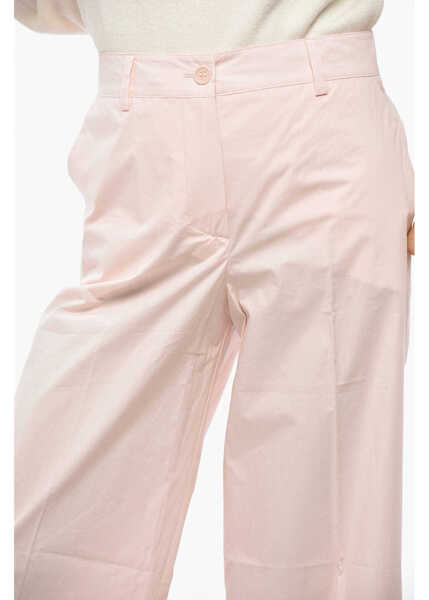 Pantaloni office P.A.R.O.S.H. Cuffed Hem Cotton Popline Pants Pink Femei (BM 19329401) 2