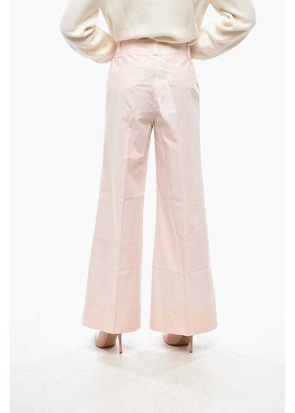 Pantaloni office P.A.R.O.S.H. Cuffed Hem Cotton Popline Pants Pink Femei (BM 19329401) 4
