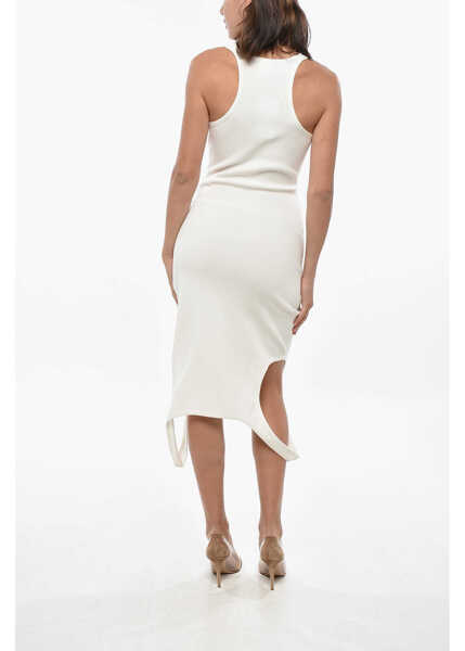 Rochii lungi COURRGES Ribbed Reverse Dress With Buttons White Femei (BM 19329404) 2