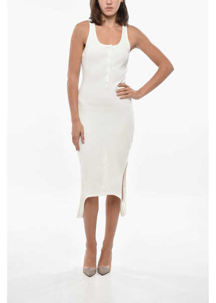 Rochii lungi COURRGES Ribbed Reverse Dress With Buttons White Femei (BM 19329404) 1