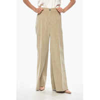 Pantaloni office Corduroy Taylor Pants With Logo-Button Femei