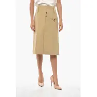 Fuste lungi Cotton Pencil Skirt With Front Split Femei