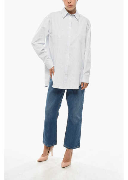 Camasi casual Max Mara Joy Road Weekend Hairline Patterned Mescal Cotton Shirt Light Blue Femei (BM 19329416) 4