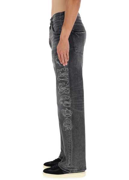 Blugi drepti PURPLE BRAND Pants Traced Gothic Wordmark BLACK Barbati (BM 19329497) 4