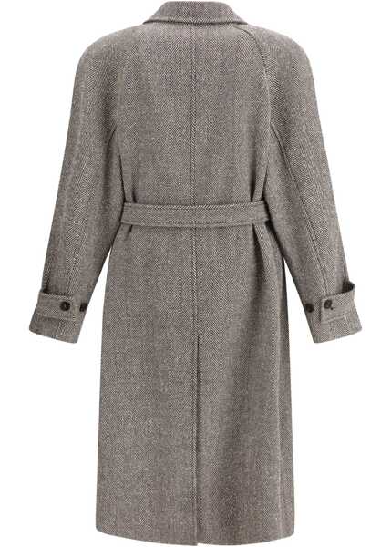 Paltoane Ferragamo Coat in herringbone-patterned fabric BEIGE PATTERNED MEDIUM Barbati (BM 19329761) 2