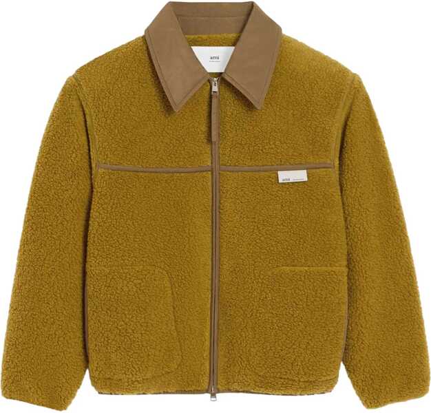 Bomber jacket AMI Paris Shearling bomber Jacket VERT LICHEN Barbati (BM 19329785) 1