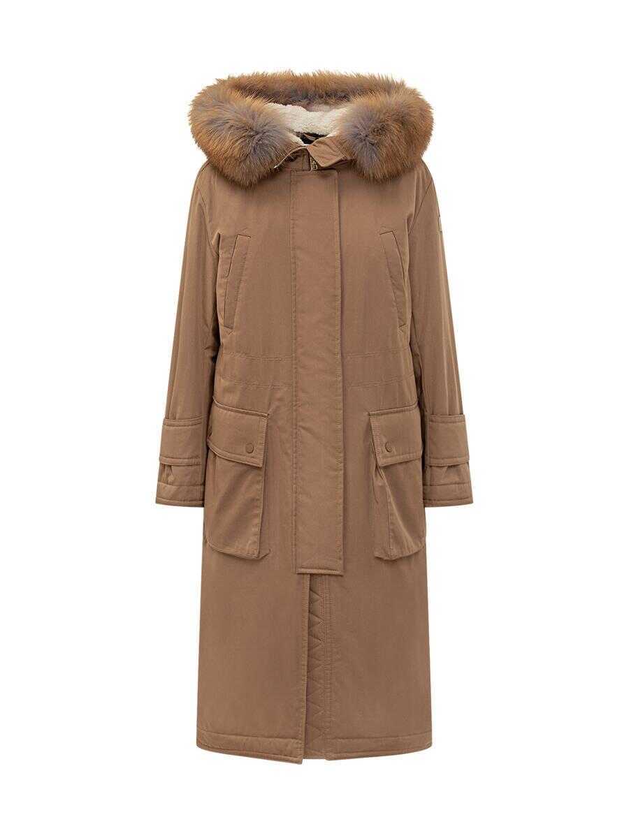 Geci Parka Peuterey Peuterey Peuterey Brown Parka With Fur Hood BROWN Femei (BM 19331112) 1