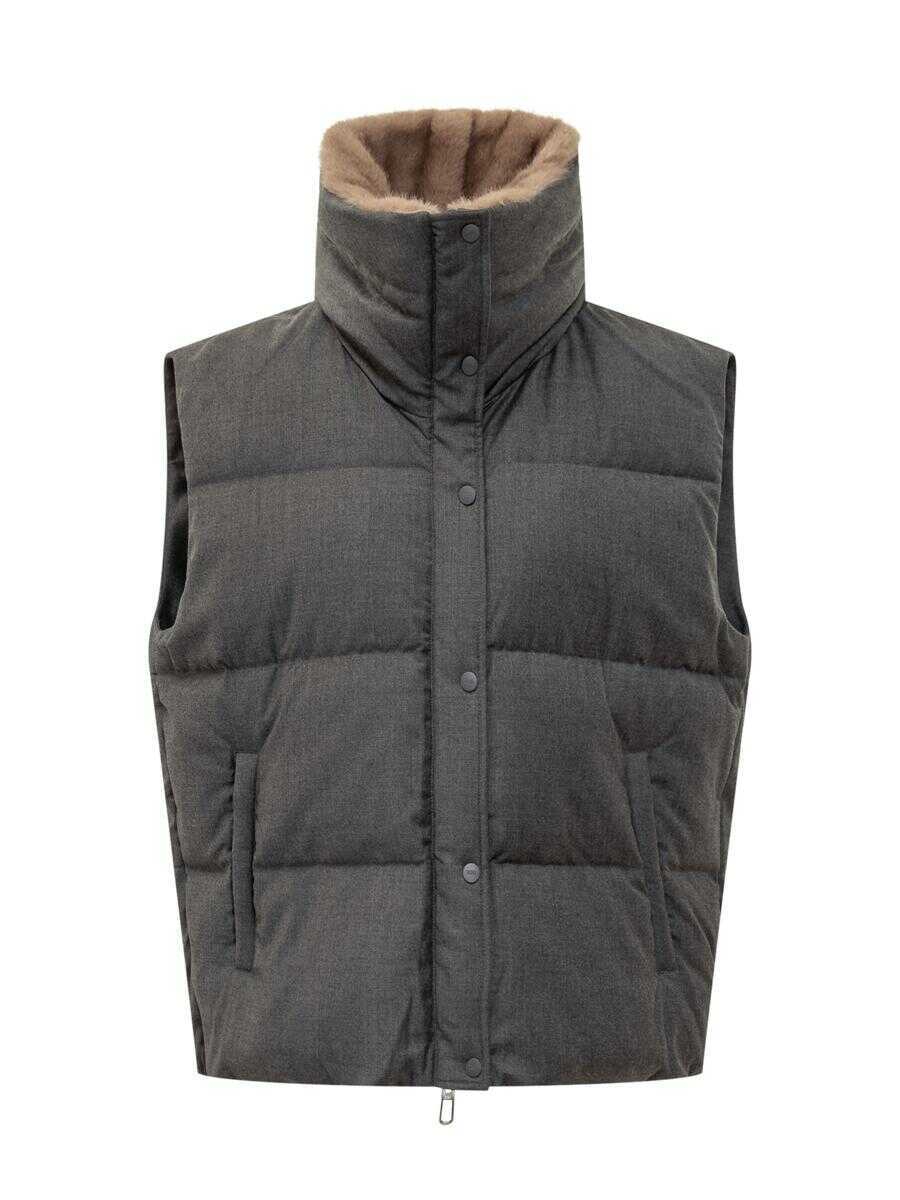 Geci DUNO Duno Duno Gray Padded Vest With Fur Interior GREY Femei (BM 19331277) 1