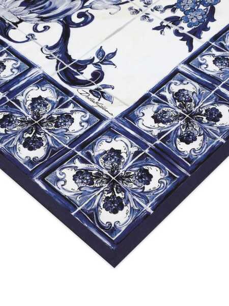 Esarfe Dolce & Gabbana Dolce & Gabbana WomanS White And Blue Silk Maiolica Printed  Scarf BLUE Femei (BM 19334298) 3