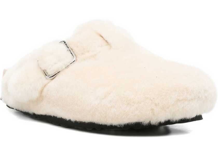 Sandale Birkenstock Boston shearling Mules with narrow fit CREAM Femei (BM 19335137) 2