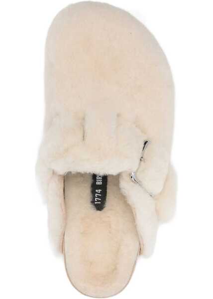 Sandale Birkenstock Boston shearling Mules with narrow fit CREAM Femei (BM 19335137) 4