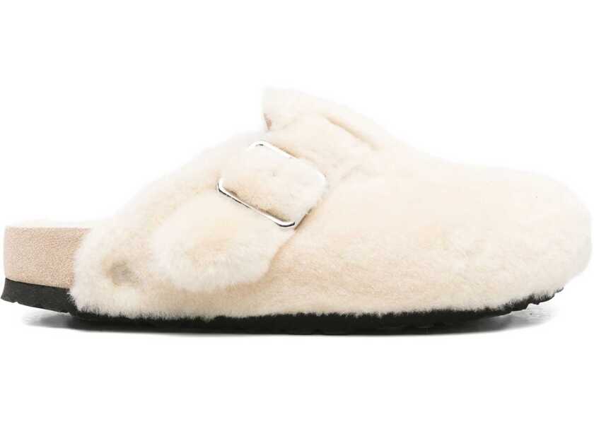 Sandale Birkenstock Boston shearling Mules with narrow fit CREAM Femei (BM 19335137) 1