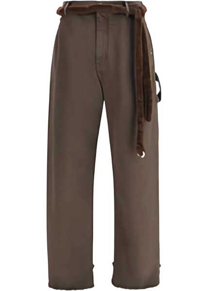 Pantaloni casual DARKPARK Lisa Fur Belt Adorned Loose Fit Carpenter Pants DARK BROWN Femei (BM 19335320) 1
