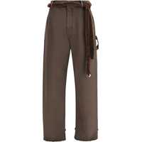 Pantaloni casual Lisa Fur Belt Adorned Loose Fit Carpenter Pants Femei
