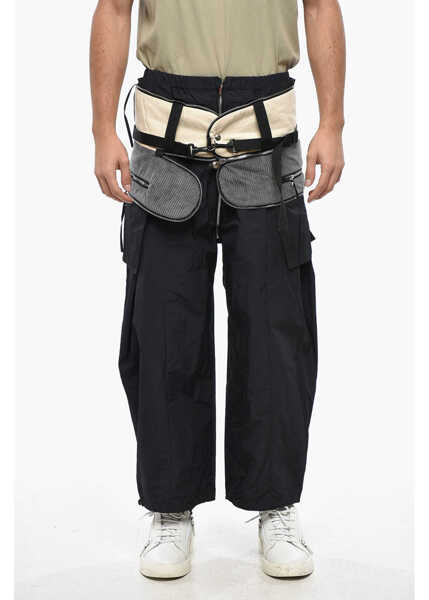 Pantaloni casual CRAIG GREEN Straight Leg Nylon Pants With Removable Multi-Pocket Panel Black Barbati (BM 19335515) 1