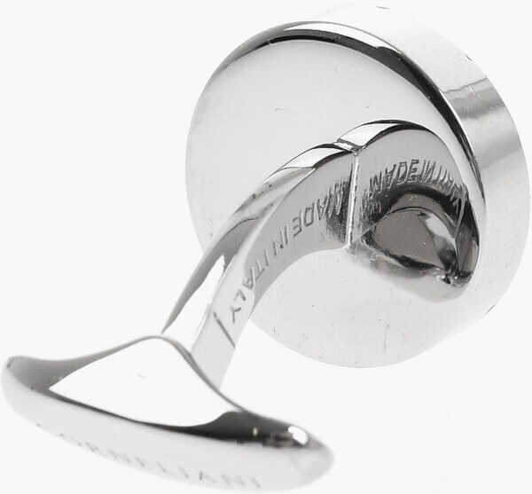 Butoni CORNELIANI Polished Metal Cufflinks With Crystal Embellished Inserts Silver Barbati (BM 19335575) 3