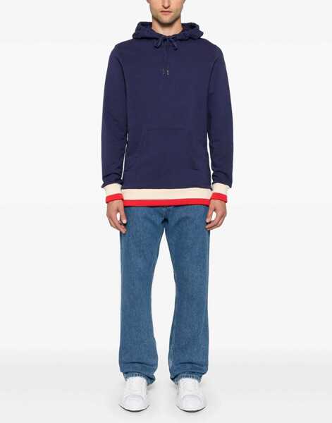 Bluze de trening Golden Goose Brushed Cotton Alighiero Hoodie With Embossed Logo Blue Barbati (BM 19335599) 2