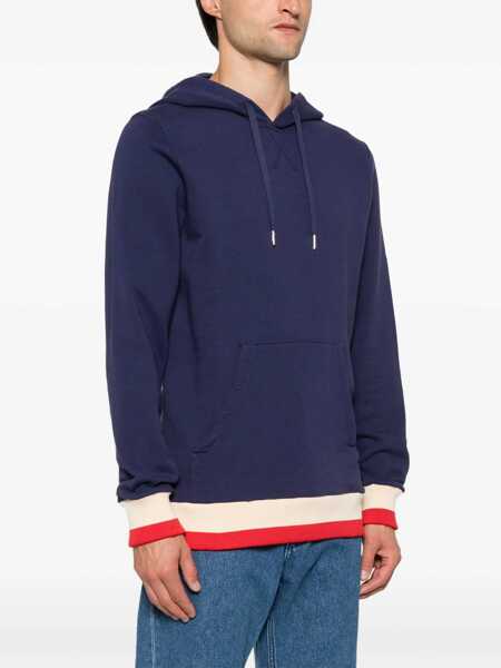 Bluze de trening Golden Goose Brushed Cotton Alighiero Hoodie With Embossed Logo Blue Barbati (BM 19335599) 3