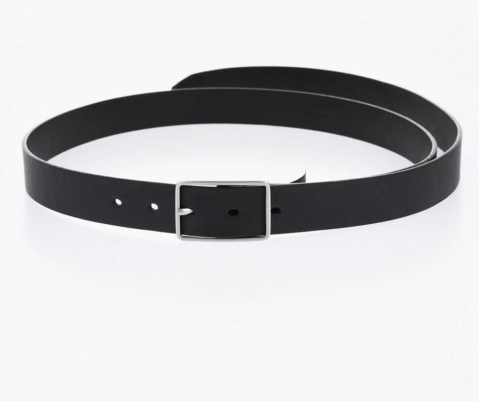 Curele CORNELIANI Solid Color Leather Belt With Silver-Tone Buckle 30Mm Black Barbati (BM 19335620) 2