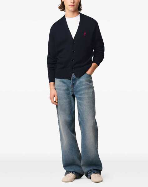 Cardigane AMI Paris Ami De Coeur Wool Cardigan BLUE Barbati (BM 19335749) 2