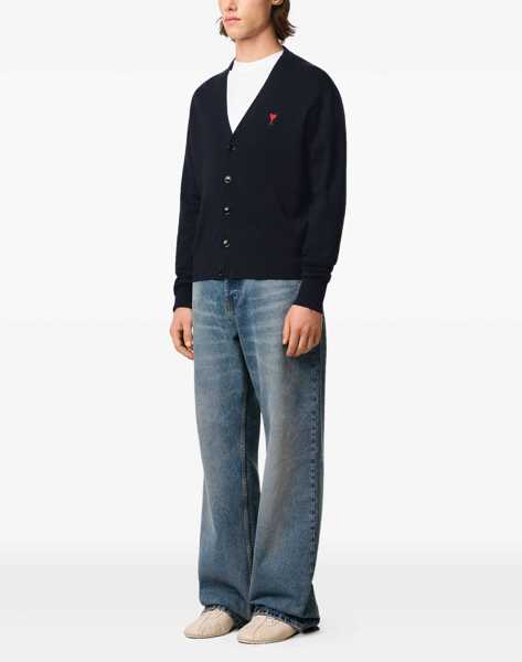 Cardigane AMI Paris Ami De Coeur Wool Cardigan BLUE Barbati (BM 19335749) 4