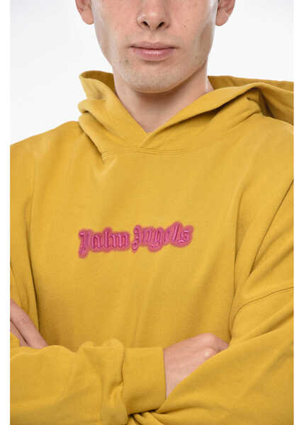 Bluze de trening Palm Angels Brushed Cotton Hoodie With Embroidered Logo Yellow Barbati (BM 19335797) 3