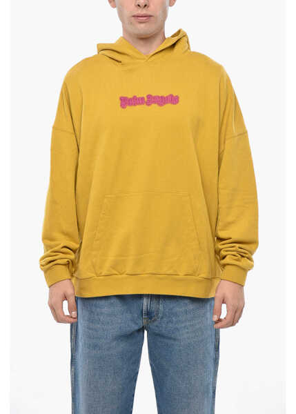 Bluze de trening Palm Angels Brushed Cotton Hoodie With Embroidered Logo Yellow Barbati (BM 19335797) 1
