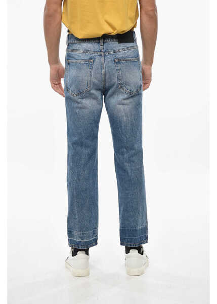 Blugi drepti MSGM Patchwork Effect Straight Leg Jeans 19Cm Blue Barbati (BM 19335803) 2