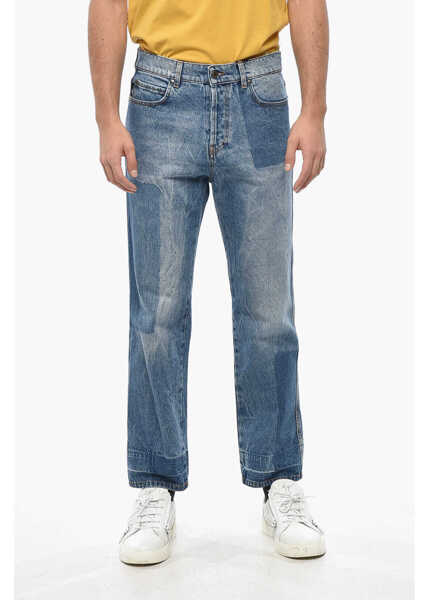 Blugi drepti MSGM Patchwork Effect Straight Leg Jeans 19Cm Blue Barbati (BM 19335803) 1