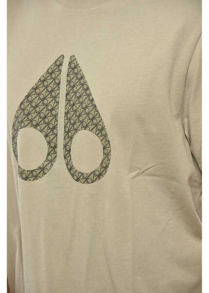 Tricouri Moose Knuckles Solid Color Chamblee Crew-Neck T-Shirt With Frontal Print Green Barbati (BM 19335806) 3