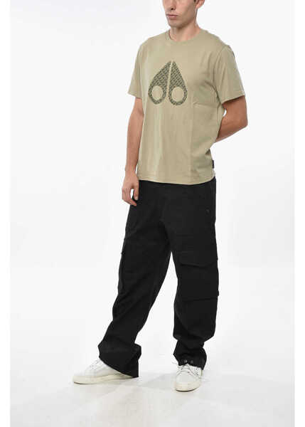 Tricouri Moose Knuckles Solid Color Chamblee Crew-Neck T-Shirt With Frontal Print Green Barbati (BM 19335806) 4