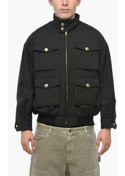Jachete WE11DONE Cotton Blend Utility Jacket With Golden Buttons Black Barbati (BM 19335809) 1