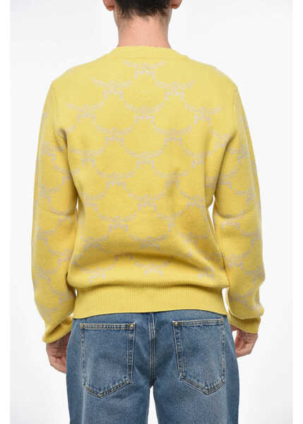 Pulovere MCM Wool And Cashmere Crew-Neck Sweater With All-Over Logo Yellow Barbati (BM 19335833) 2