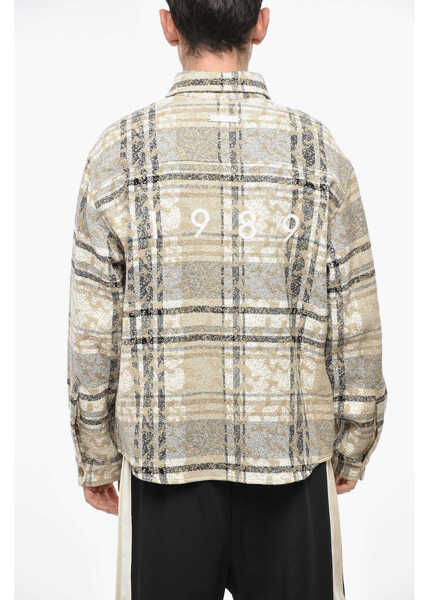 Camasi casual 1989 STUDIO Plaid Motif Cotton Blend Overshirt With Double Breast Pocket Beige Barbati (BM 19335872) 2