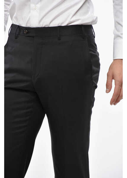 Pantaloni eleganti CORNELIANI Cc Collection Wool Pants With Belt Loops And Scalloped Hem Black Barbati (BM 19336070) 3