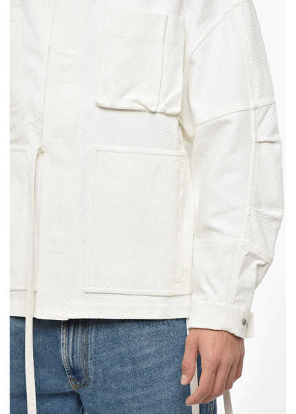 Jachete MORDECAI Lightweight Cotton Kimono Field Jacket With Breast Pocket White Barbati (BM 19336088) 3