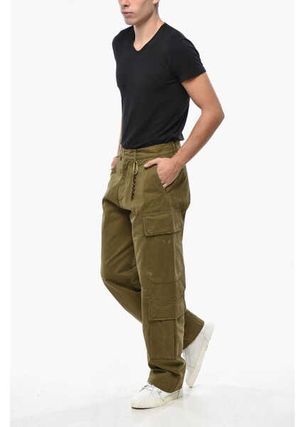 Pantaloni casual DARKPARK Vintage Effect Jeffrey Cargo Pants With Golden Chain Green Barbati (BM 19336094) 4