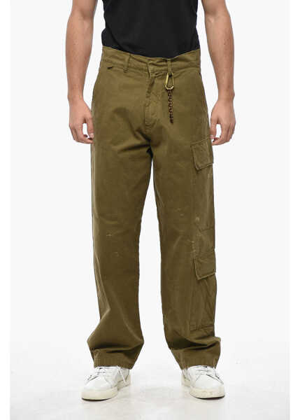Pantaloni casual DARKPARK Vintage Effect Jeffrey Cargo Pants With Golden Chain Green Barbati (BM 19336094) 1