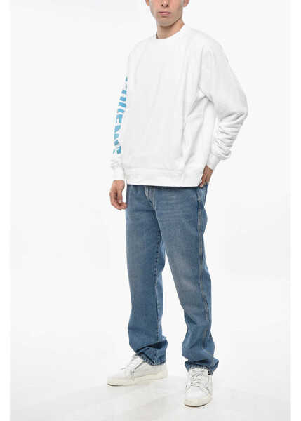 Bluze de trening JACQUEMUS Solid Color Crew-Neck Sweatshirt With Contrasting Logo White Barbati (BM 19336106) 4